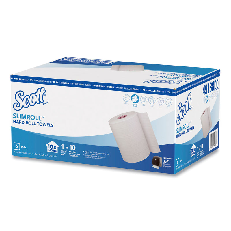 Scott Control Slimroll Towels, 8" X 580 Ft, White/Pink Core,Small Business, 6 Rolls/Ct - KCC49138, Updated Part Number: KCC47032