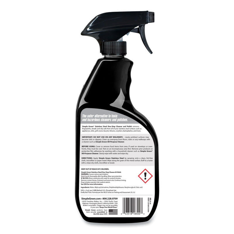 Simple Green Stainless Steel One-Step Cleaner & Polish, 32Oz Spray Bottle - SMP18300
