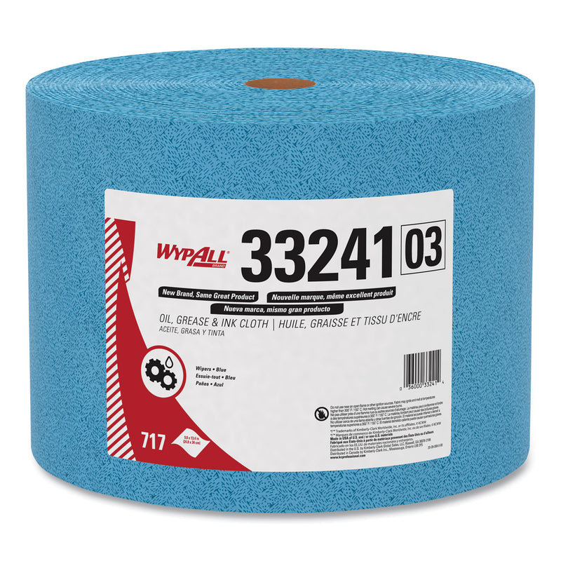 Wypall Oil, Grease And Ink Cloths, Jumbo Roll, 9 3/5 X 13 2/5, Blue, 717/Roll - KCC33241