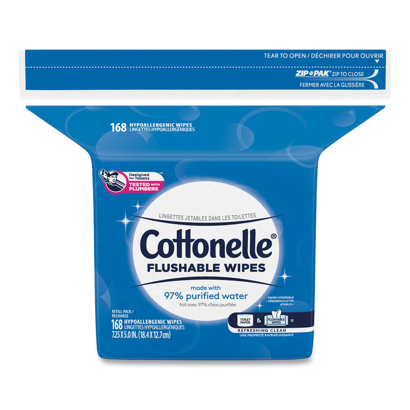 Cottonelle Fresh Care Flushable Cleansing Cloths, White, 5X7 1/4, 168/Pack,8 Pack/Carton - KCC10358CT