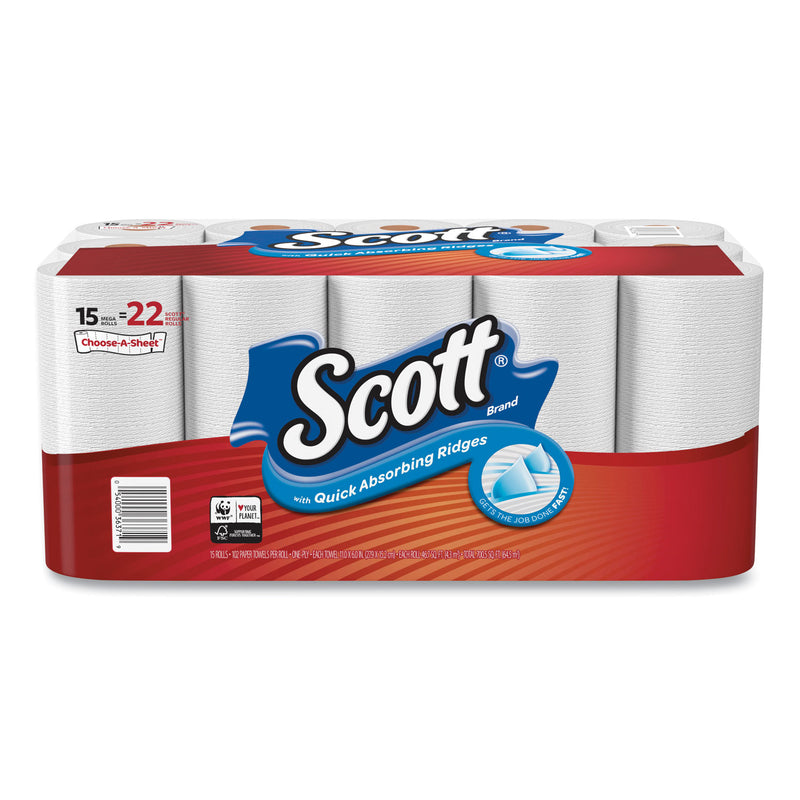 Scott Choose-A-Sheet Mega Roll Paper Towels, 1-Ply, White, 102/Roll, 30 Rolls Carton - KCC36371