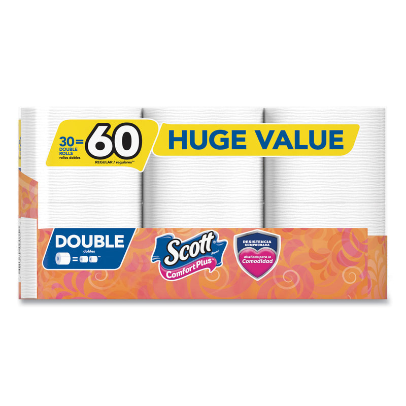 Scott Comfortplus Toilet Paper, Double Roll, Bath Tissue, Septic Safe, 1-Ply, White, 231 Sheets/Roll, 30 Rolls/Pack - KCC47612