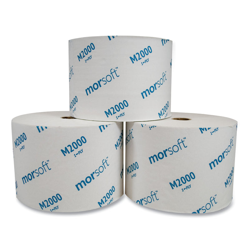 Morcon Small Core Bath Tissue, Septic Safe, 1-Ply, White, 3.9" X 4", 2000 Sheets/Roll, 24 Rolls/Carton - MORM2000