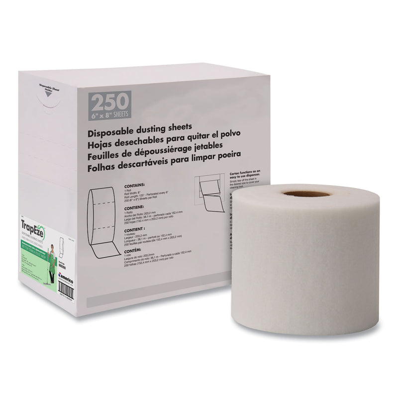 Boardwalk Trapeze Disposable Dusting Sheets, 8" X 125 Ft, White, 250 Sheets/Roll, - BWK582508
