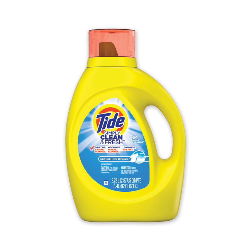 Tide Simply Clean And Fresh Laundry Detergent, Refreshing Breeze, 64 Loads, 92 Oz Bottle, 4/Carton - PGC44206