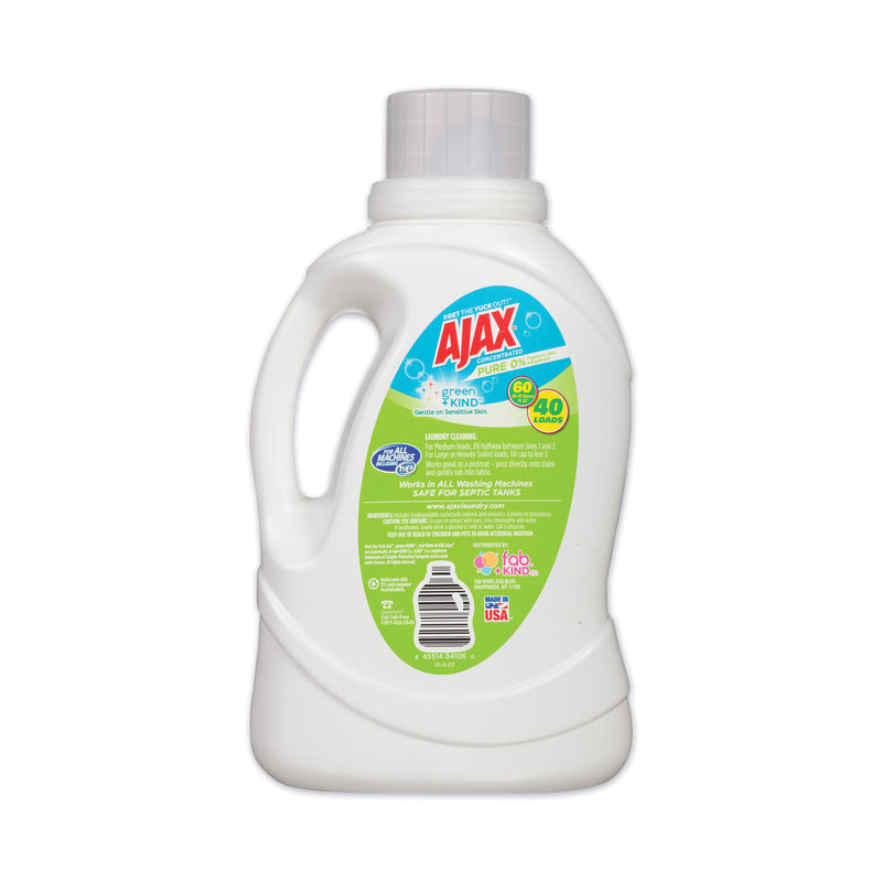 Ajax Laundry Detergent Liquid, Green And Kind, Unscented, 40 Loads, 60 Oz Bottle, 6/Carton - PBCAJAXX40