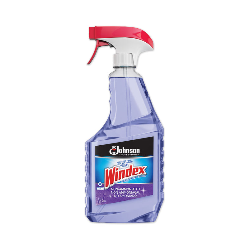 Windex Non-Ammoniated Glass/Multi Surface Cleaner, Pleasant Scent, 32 Oz, Capped Bottle With Trigger, 12/Carton - SJN697261