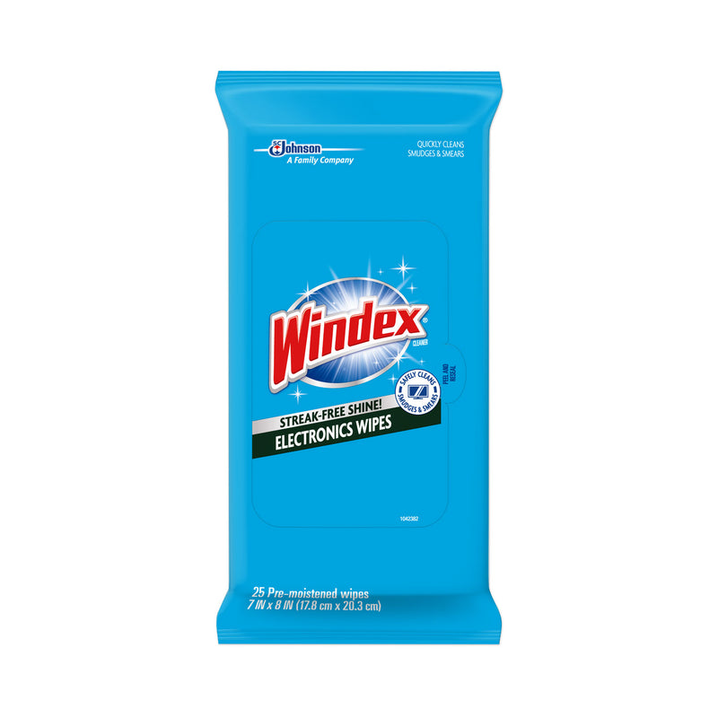 Windex Electronics Cleaner, 25 Wipes, 12 Packs Per Carton - SJN319248