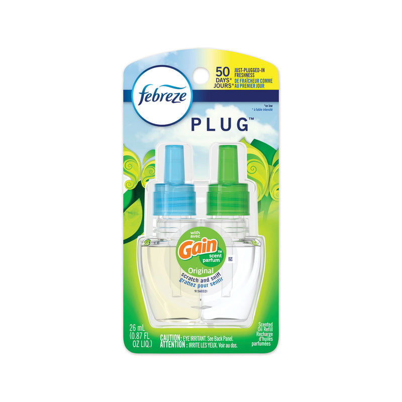 Febreze Plug Air Freshener Refills, Gain Original, 0.87 Oz, 6/Carton - PGC74903