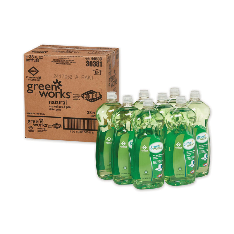 Green Works Manual Pot And Pan Dishwashing Liquid, 38 Oz Bottle, 8/Carton - CLO30381CT