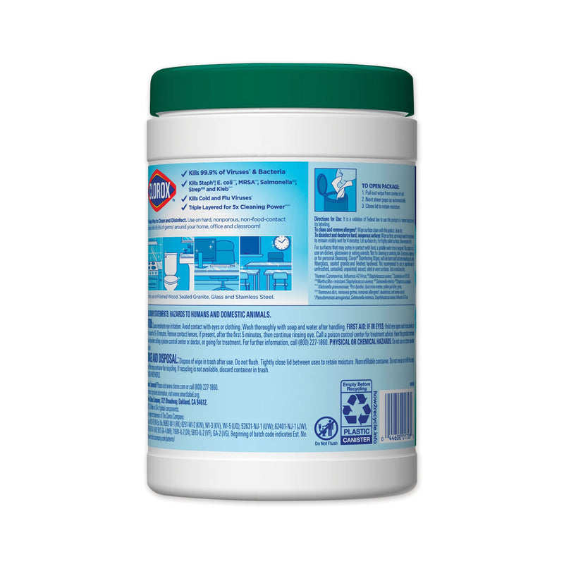 Clorox Disinfecting Wipes, White, 7 X 8, Fresh Scent, 105/Canister, 4 Canisters/Carton - CLO01728