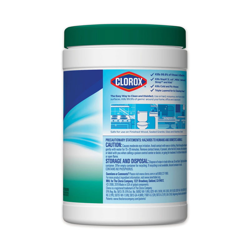 Clorox Disinfecting Wipes, White, 7 X 8, Fresh Scent, 105/Canister, 4 Canisters/Carton - CLO01728
