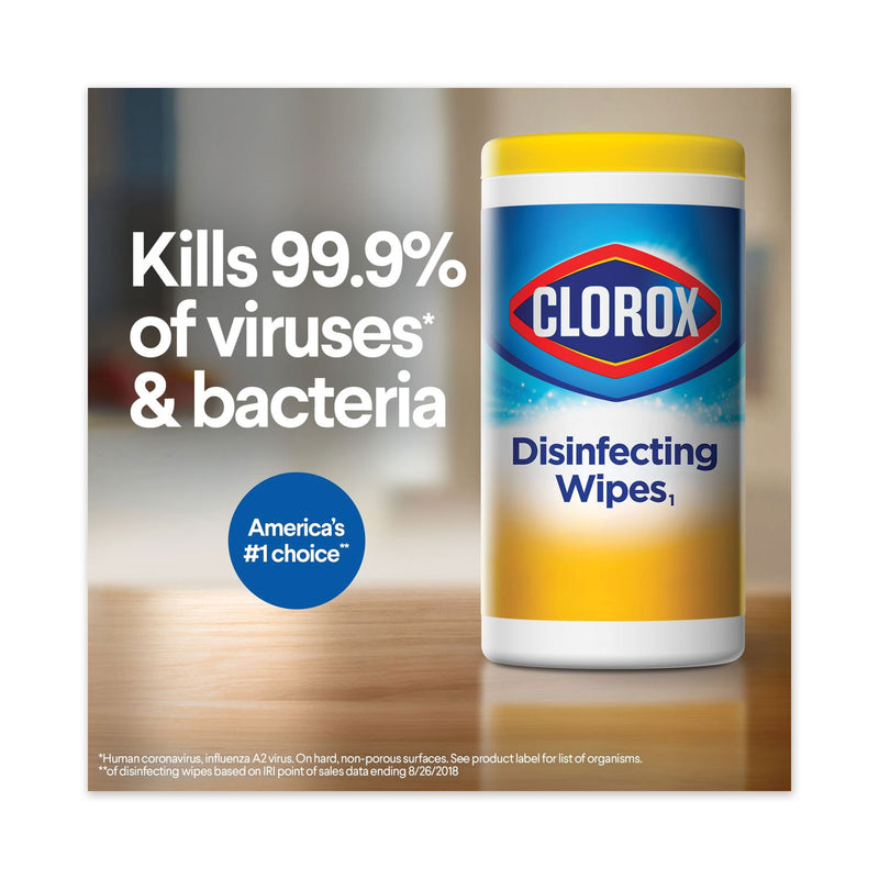 Clorox Disinfecting Wipes, 7X8, Fresh Scent/Citrus Blend, 75/Canister, 3/Pk, 4 Packs/Ct - CLO30208