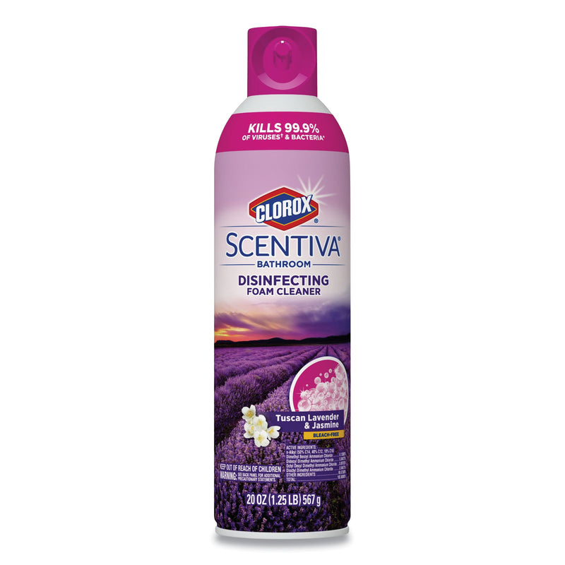Clorox Scentiva Disinfecting Foam Multi Surface Cleaner, 20 Oz Can, Lavender, 6/Carton - CLO31817