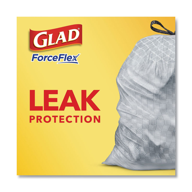 Glad ForceFlex 13 Gallon Tall Kitchen Drawstring Trash Bags, White -  100/Box 