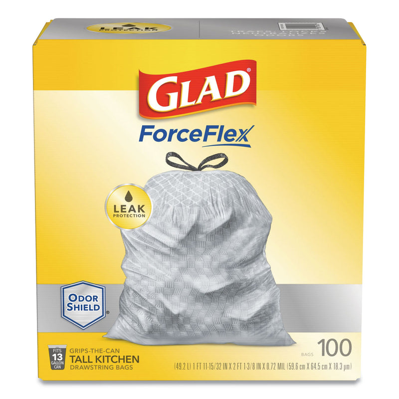 Glad ForceFlex Tall Kitchen OdorShield Drawstring Trash Bags, 13