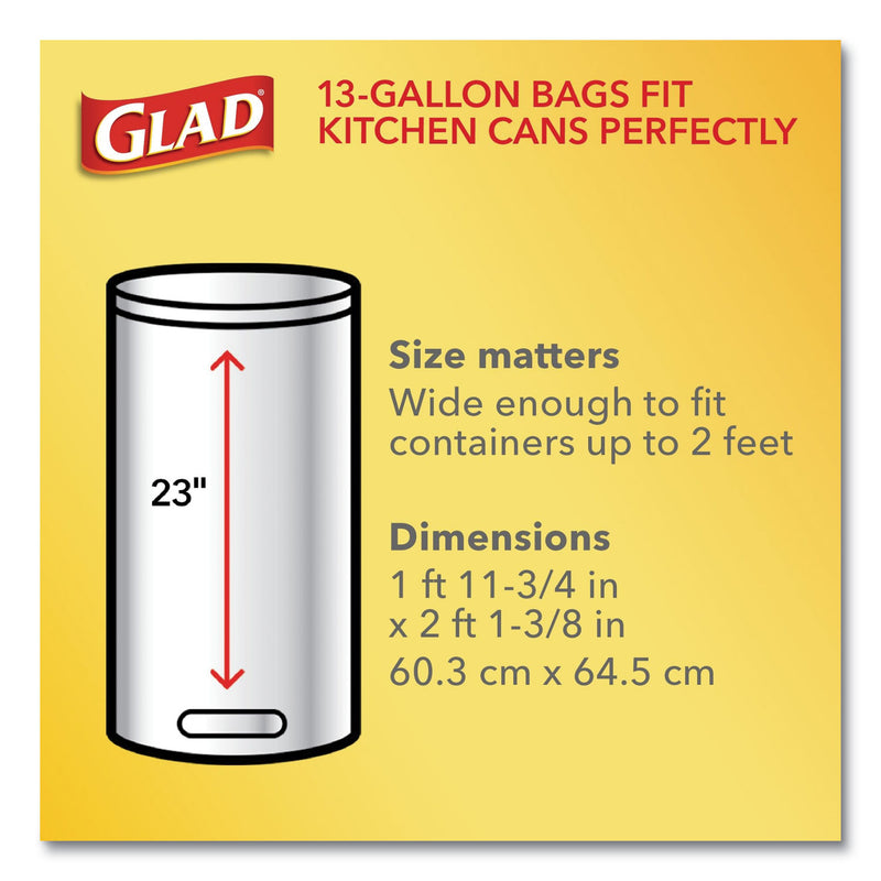 Glad Forceflexplus Tall Kitchen Drawstring Trash Bags, 13 Gal, 0.72 Mil,  23.75 X 24.88, White, 100/Box - CLO70427