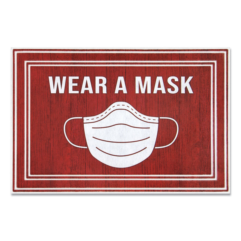 Apache Mills Message Floor Mats, 24 X 36, Red/White, "Wear A Mask" - APH3984528842X3
