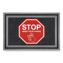 Apache Mills Message Floor Mats, 24 X 36, Charcoal/Red, "Stop Wash Your Hands" - APH3984528832X3