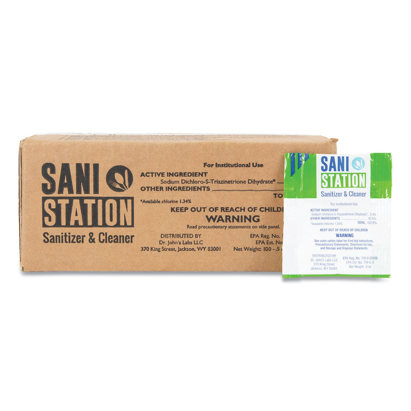 San Jamar Sani Station Sanitizer And Cleaner, 0.5 Oz Packets, 100/Pack - SJMSANIS05100