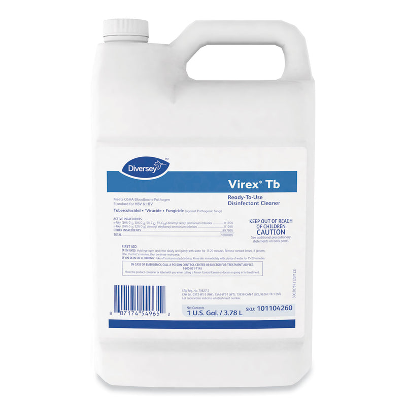 Diversey Virex Tb Disinfectant Cleaner, Lemon Scent, Liquid, 32 Oz Bottle, 4/Carton - DVO101104260