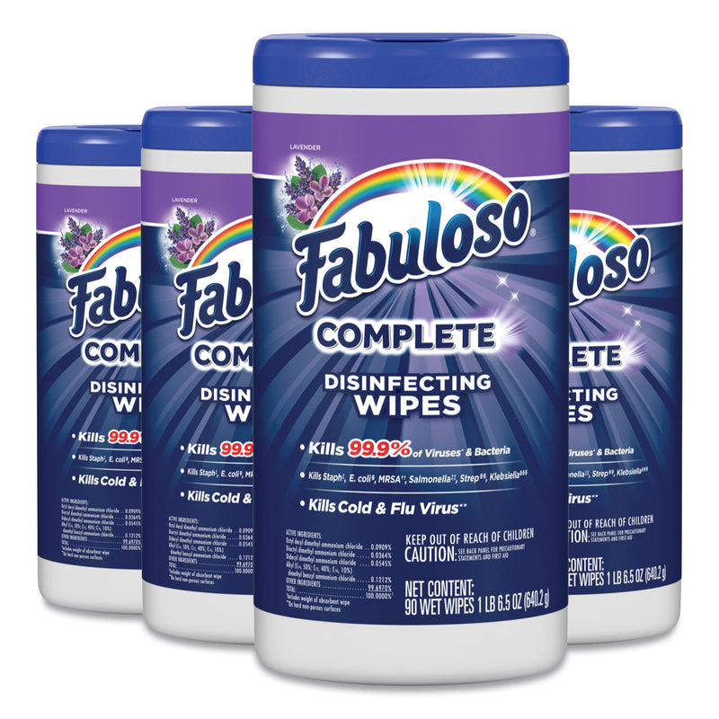 Fabuloso Multi Purpose Wipes, Lavender, 7 X 7, 90/Canister, 4 Canisters/Carton - CPC97301