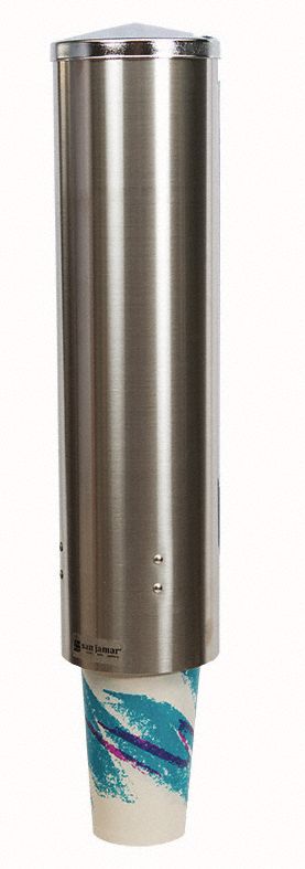 San Jamar Wall-Mount Cup Dispenser, Holds 8 to 24 oz Cups - C3450SSGR