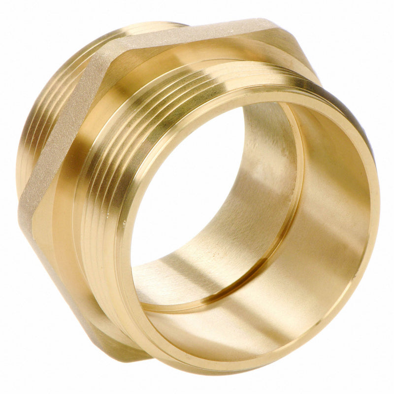 Moon American Fire Hose Adapter, Hex, Fitting Material Brass x Brass, Fitting Size 2-1/2 in x 2-1/2 in - 358-2562521