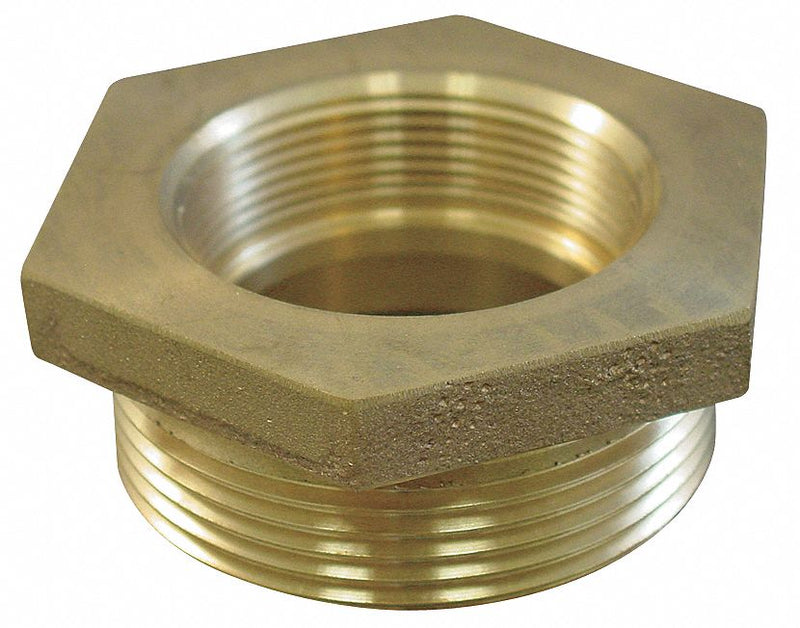 Moon American Fire Hose Adapter, Hex, Fitting Material Brass x Brass, Fitting Size 3/4 in x 1 in - 356-0751061