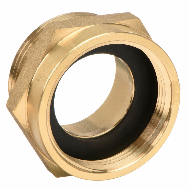Moon American Fire Hose Adapter, Hex, Fitting Material Brass x Brass, Fitting Size 1-1/2 in x 1-1/2 in - 357-1511521