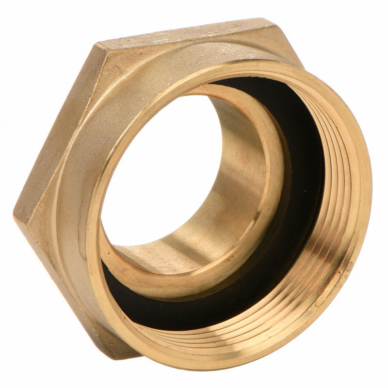 Moon American Fire Hose Adapter, Hex, Fitting Material Brass x Brass, Fitting Size 2 in x 2-1/2 in - 357-2522061