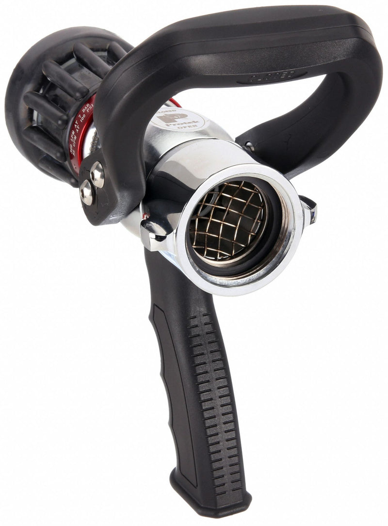 Moon American USCG Fire Hose Nozzle, 1 1/2 in Inlet Size, NH Thread Type, 95 gpm Flow Rate, Black Bumper Color - 509P-1522