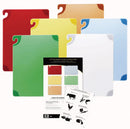 San Jamar Cutting Board Set, Co-Polymer, Blue, Brown, Green, Red, White, Yellow, 18" Length, 24" Width - CBG1824KCGR
