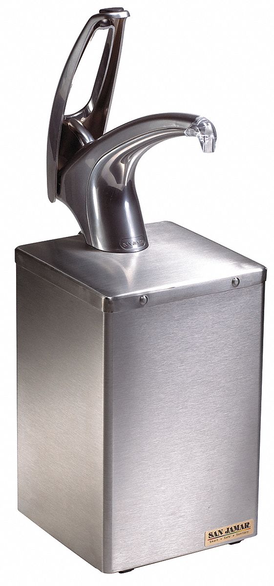 San Jamar Condiment Pump with Box, Chrome, Stainless - P4800