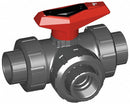Georg Fischer Ball Valve, PVC, 3-Way True Union, 2-Piece, Pipe Size 1 1/4 in - 161543105