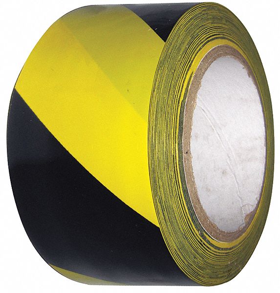 Condor Safety Warning Tape, Striped, Continuous Roll, 2 in Width, 1 EA - 6FXV5