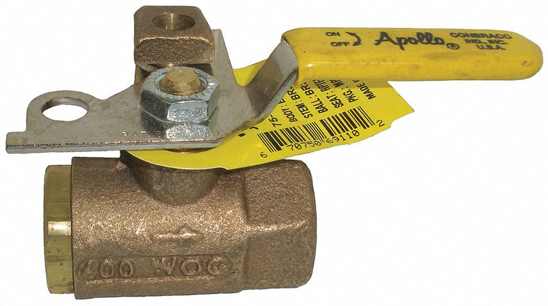 Apollo Ball Valve, Bronze, Inline, 2-Piece, Pipe Size 3/4 in, Connection Type FNPT x FNPT - 75-104-41