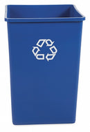 Rubbermaid 35 gal Square Recycling Can, Plastic, Blue - FG395873BLUE