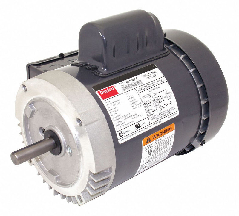 Dayton 1/2 HP, General Purpose Motor, Capacitor-Start, 1725 Nameplate RPM, 115/208-230 Voltage - 6K342
