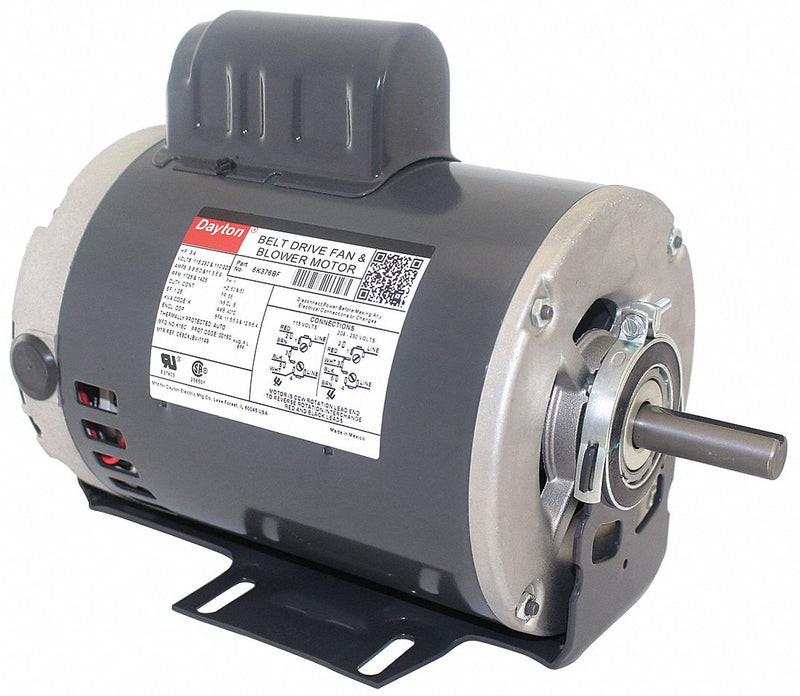 Dayton 3/4 HP Belt Drive Motor, Capacitor-Start, 1725 Nameplate RPM, 115-230/110-220 Voltage, Frame 56 - 6K376
