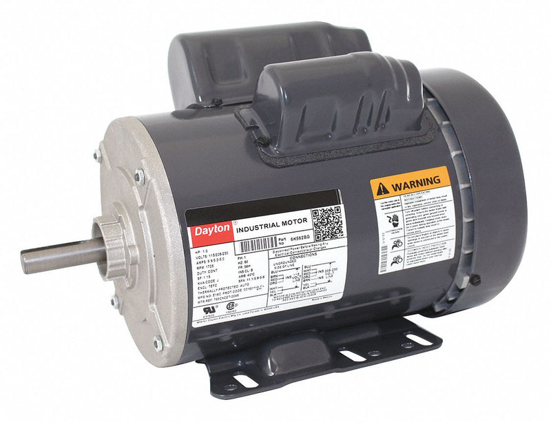 Dayton 1 HP, General Purpose Motor, Capacitor-Start/Run, 1725 Nameplate RPM, 115/208-230 Voltage - 6K562BG