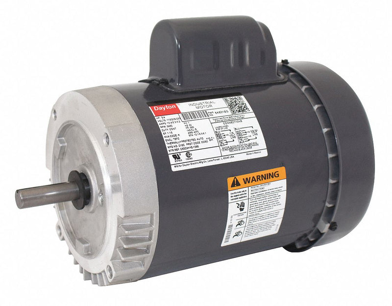 Dayton 3/4 HP, General Purpose Motor, Capacitor-Start, 3450 Nameplate RPM, 115/208-230 Voltage - 6K831