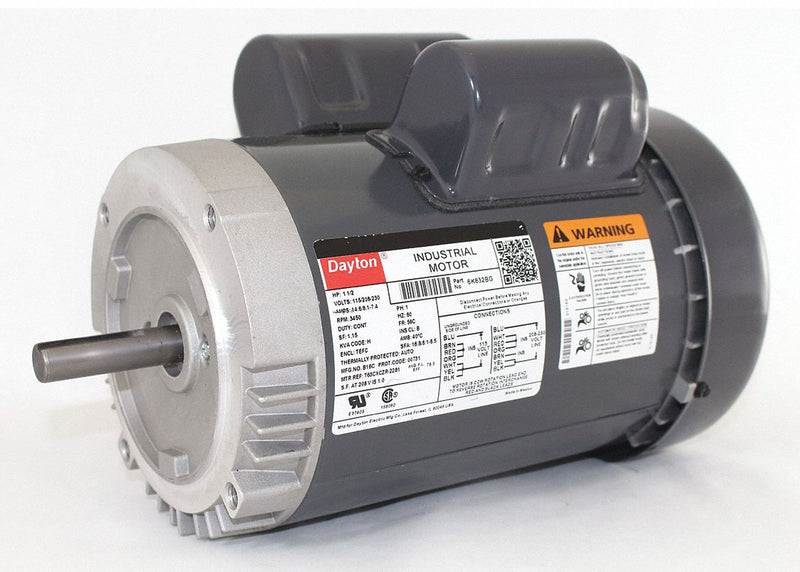 Dayton 1 1/2 HP, General Purpose Motor, Capacitor-Start/Run, 3450 Nameplate RPM, 115/208-230 Voltage - 6K832