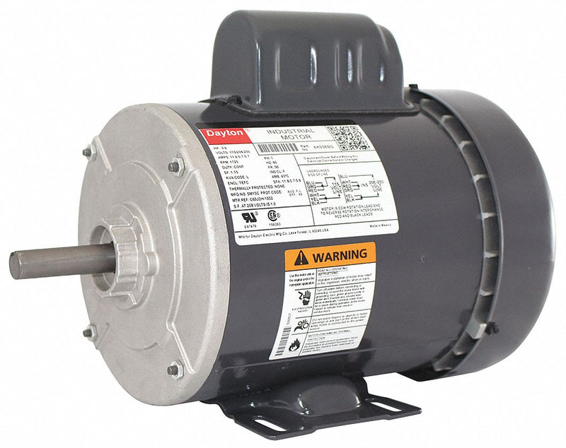 Dayton 3/4 HP, General Purpose Motor, Capacitor-Start, 1725 Nameplate RPM, 115/208-230 Voltage - 6K938