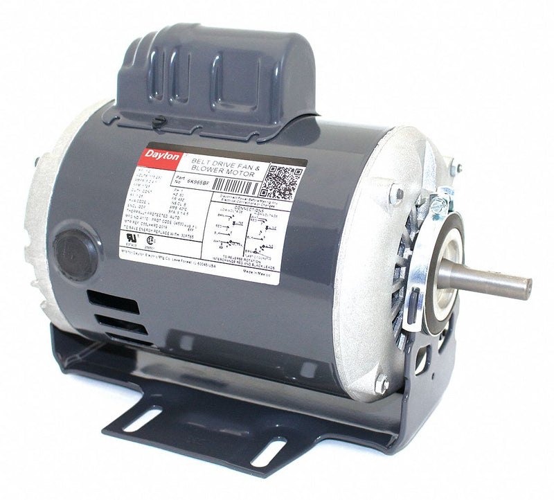 Dayton 1/2 HP Belt Drive Motor, Capacitor-Start, 1725 Nameplate RPM, 115/230 Voltage, Frame 48Z - 6K965
