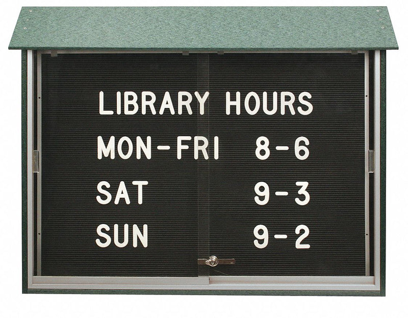 United Visual Letter Board Outdoor Enclosed Bulletin Board, Vinyl, 36"H x 45"W, Woodland Green - UVMC4536LB-WOODGRN