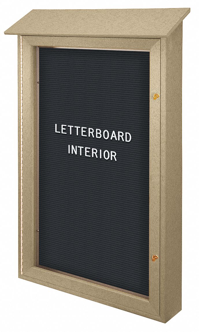 United Visual Letter Board Outdoor Enclosed Bulletin Board, Vinyl, 42"H x 26"W, Sand - UVSD4226LB-SAND