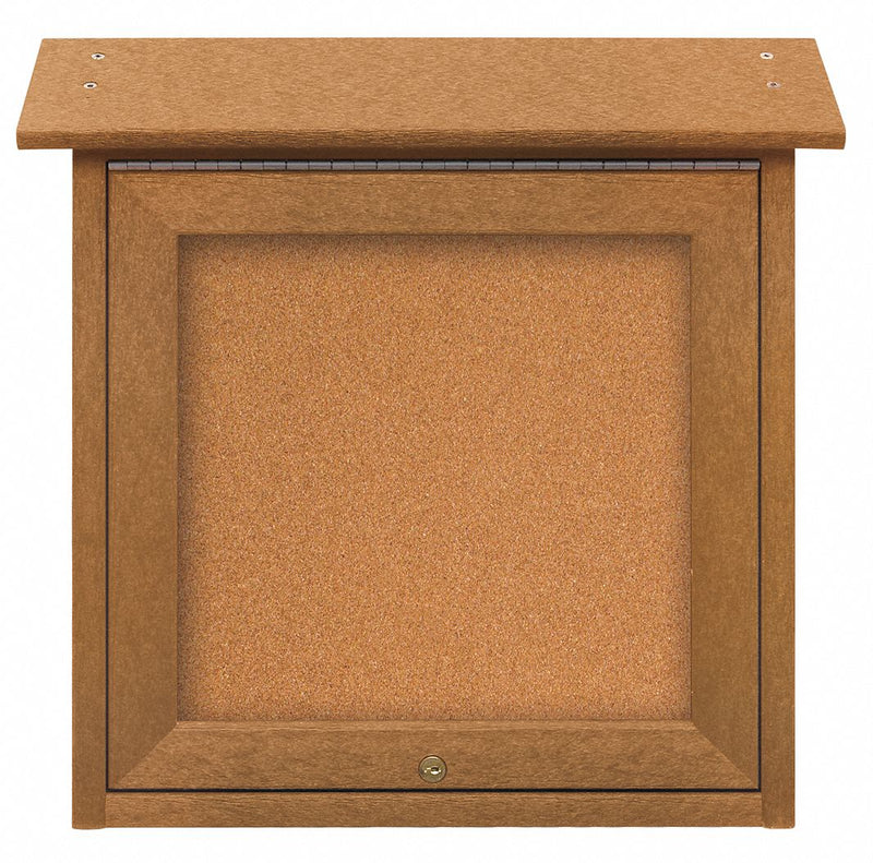 United Visual Push-Pin Outdoor Enclosed Bulletin Board, Natural Cork, 18