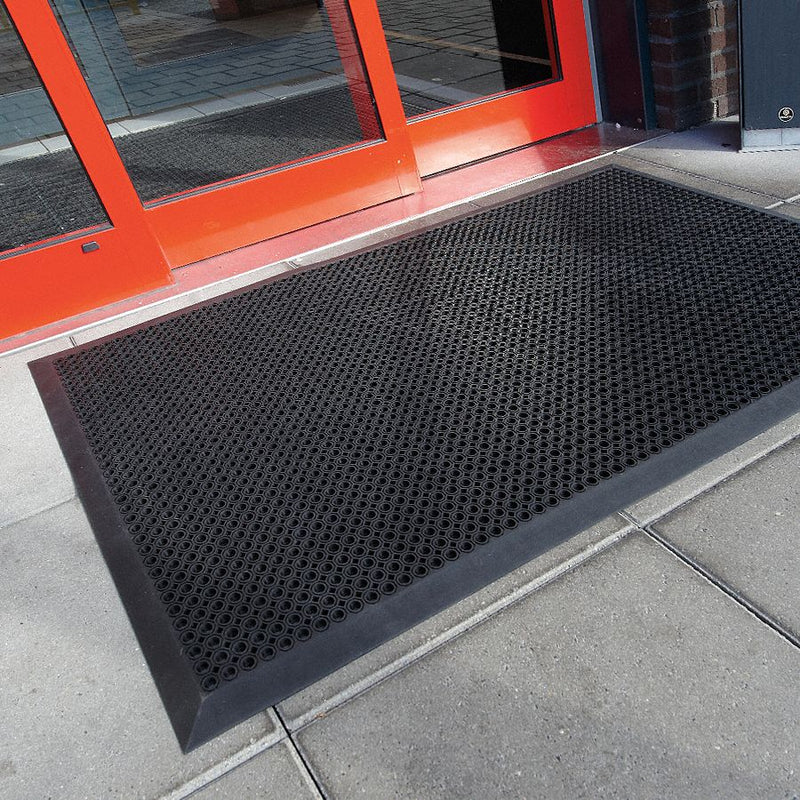 Notrax Outdoor Entrance Mat, 3 ft L, 27 in W, 1/2 in Thick, Rectangle, Black - 599S0023BL