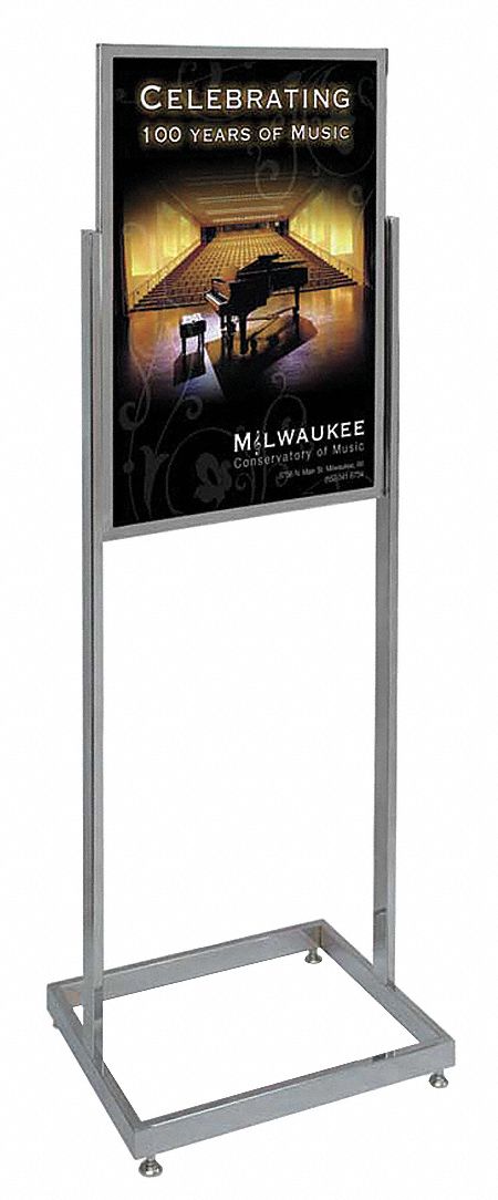 United Visual Sign Holder, Pedestal, 22x28, Alum, Chrome - UVE58113-chrome